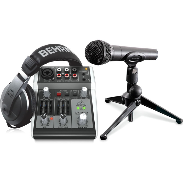 Behringer Audiophile 2x2 USB Аудіоінтерфейс 24-біт/192 кГц з мікрофонними преампами Midas (PODCASTUDIO 2 USB) для студії