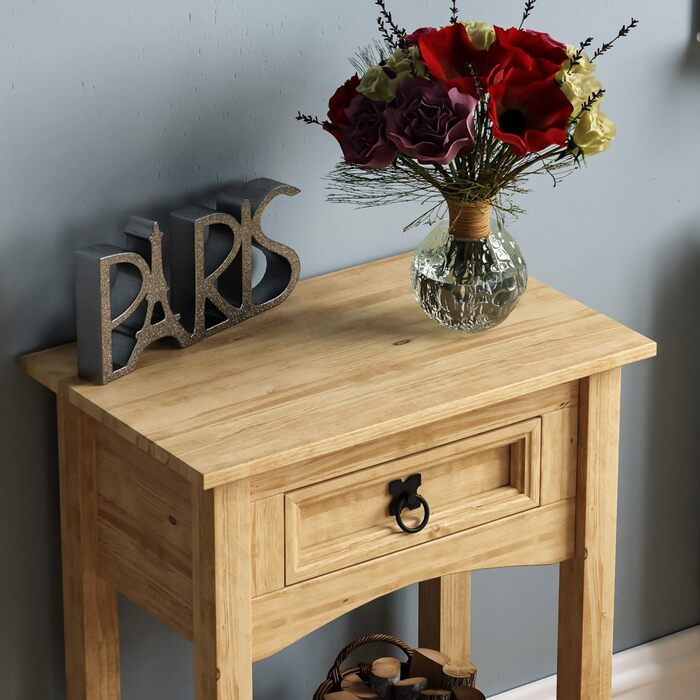 Консольний стіл Vida Designs Corona, масив сосни, 1 шухляда, коричневий, 53x35x73 см