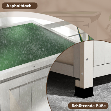 Outsunny Garden Шафа, Дерев'яний сарай для інструментів, Атмосферостійка шафа для інструментів з 2 дверима, Інструментальний будиночок з асфальтовим дахом, Інструментальна шафа для саду, Тераса, 110 x 55 x 117 см, Світло-сірий