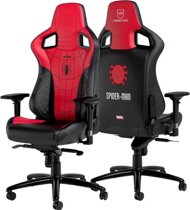 Ігрове крісло noblechairs Epic Spider-Man Edition, ергономічне, офісне, з підголівником і поперековою підтримкою, для користувачів до 120 кг і 185 см, спецвидання, екошкіра PU