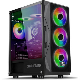 Корпус для ПК Spirit Of Gamer Rogue 7, RGB підсвітка, 6 ARGB вентиляторів 120 мм, сумісний з mATX, середній геймерський корпус із загартованим склом, оптимізований для охолодження