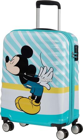 Дитяча валіза American Tourister Wavebreaker Disney Mickey Blue Kiss 55 см 36 л, багатобарвна, жорсткий чемодан на колесах, спінер для дітей