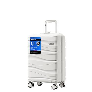 Валіза для ручної поклажі KONO 55x40x20 см, жорсткий корпус, з TSA-замком, колір кремовий білий