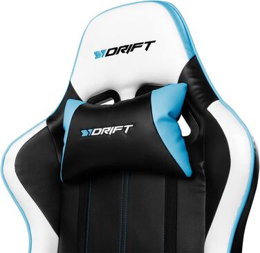 Ігрове крісло DRIFT DR175BUE, екошкіра, 2D-підлокітники, клас 4, обертове, чорний/синій
