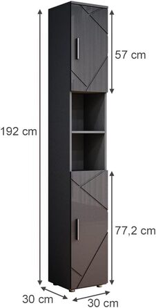 Високий шафа для ванної Vicco Irma, дуб золотий/антрацит, 30x192 см