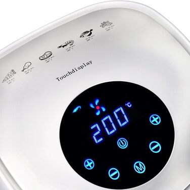 Фритюрниця з гарячим повітрям MONZANA, 3,6 л, цифровий LED-дисплей, 6 програм, антипригарний кошик, без олії, біла
