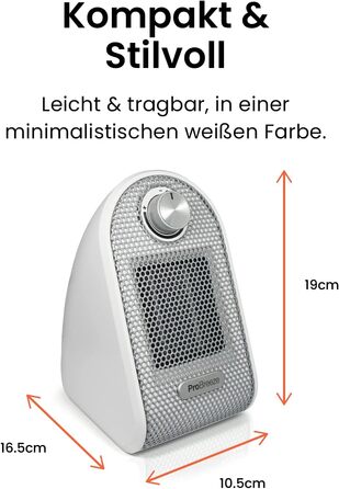 Керамічний обігрівач Pro Breeze 500W — компактний електричний тепловентилятор для робочого столу з термостатом та захистом від перегріву та перекидання