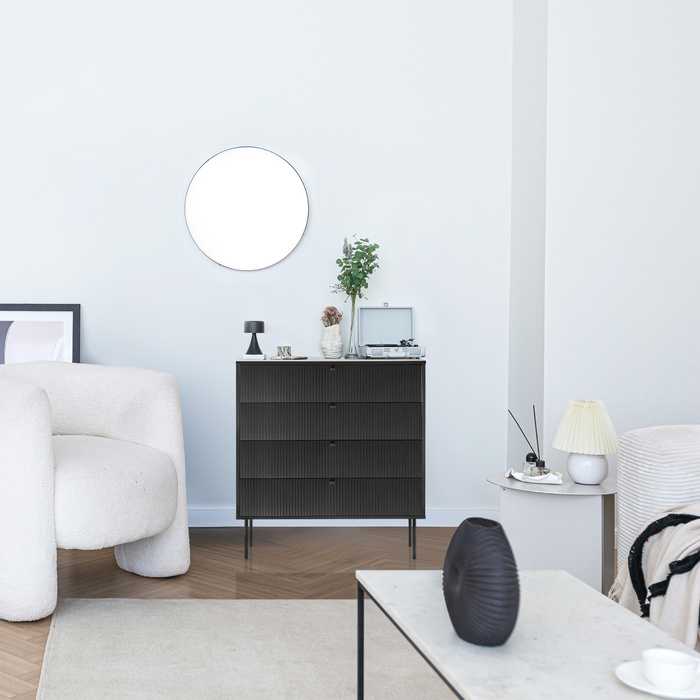 Комод KARBY K 90x40x95 см 4 шухляди чорний hjh LIVING