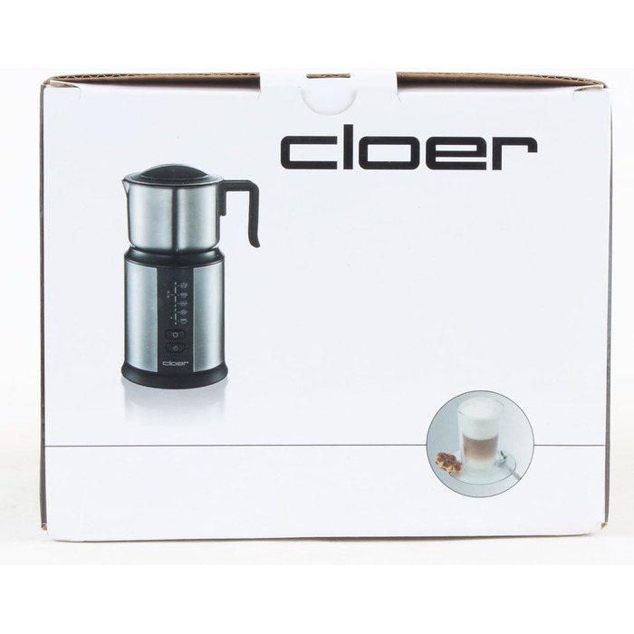 Індукційний спінювач молока Cloer XL800, 600 мл, для капучино, гарячий шоколад, електронне керування, 500 Вт, магнітна спіраль, сталевий глечик, підходить для посудомийки