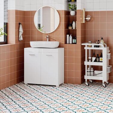 FOREHILL Тумба під умивальник біла з 2 дверцятами та 2 полицями, 60x31x60 см, для ванної кімнати