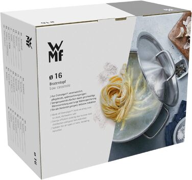 Ковш WMF Mini з кришкою 16 см, нержавіюча сталь Cromargan, для індукції, об'єм 1,5 л, штабельний