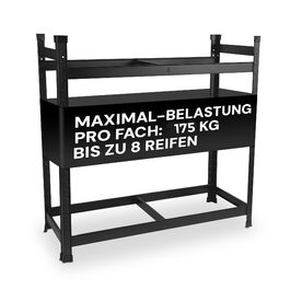 Стійка для шин Premium 8 шин, 100x110x40 см, чорна, 175 кг, для гаража та складу