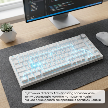 Дротова механічна клавіатура Ajazz AK820 Red Switch White (AK820-R-W)