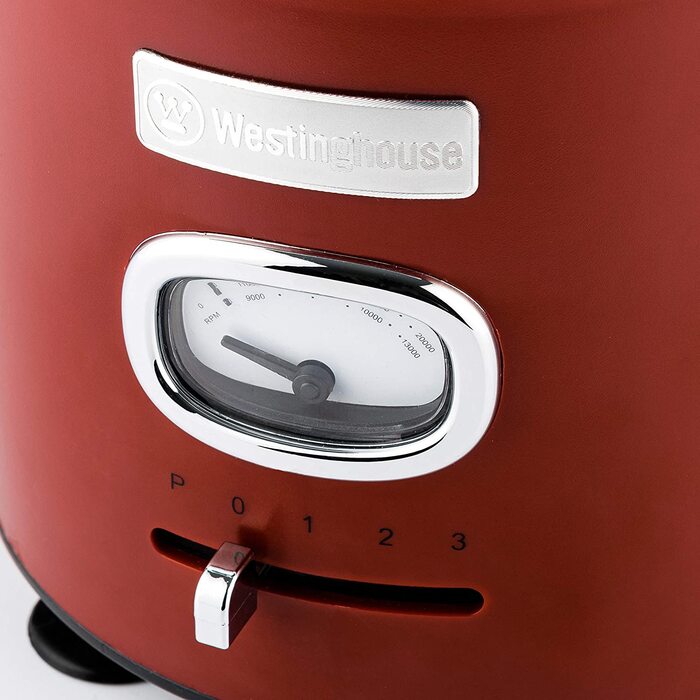 Кухонний блендер Westinghouse Retro, 1.5 л, скляна чаша, 600 Вт, 3 швидкості, імпульсний режим, 6-лезове ножі, нержавіюча сталь, BPA free, червоний