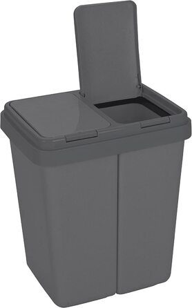 Сортувальний смітник Ribelli Zweimer Duo 2×25 л з кришкою, пластиковий, герметичний, для кухні, білий, 45×32×51 см