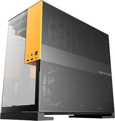 Корпус для ПК Geometric Future M5, загартоване скло, Mid Tower, E-ATX/ATX, 1.2мм сталь, ARGB вентилятори, Type-C, підтримка радіаторів 420/360 мм, чорний/жовтий