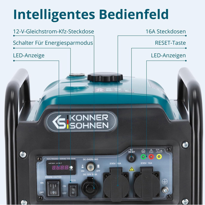 Інверторний бензиновий генератор Könner & Söhnen KS 4500i, потужність 4.5 кВт, чорний
