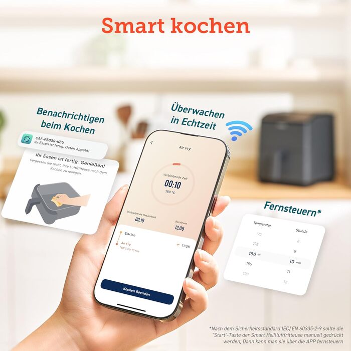 Аерофритюрниця COSORI Dual Blaze XXL 6,4 л з Wi-Fi, 12 програм, 1700 Вт, темно-сіра, книга рецептів