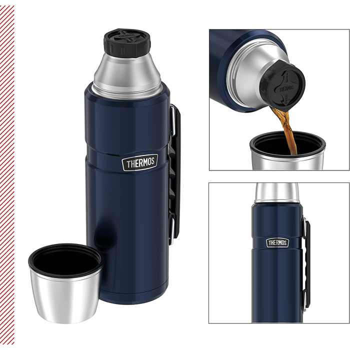 Термос Thermos Stainless King 1,2 л, нержавіюча сталь, синій, з ручкою