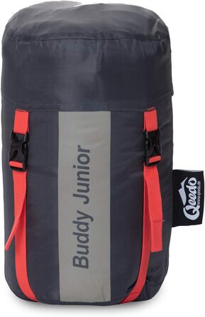 Дитячий спальний мішок Qeedo Buddy Junior, мумія, для весни, літа та осені, 165x80 см, сірий, з компресійним чохлом, для хлопчиків і дівчаток, м'який туристичний спальник у формі яйця