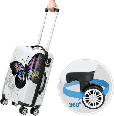 Набір валіз MONZANA® Butterfly Basic з ABS, на колесах, з алюмінієвою телескопічною ручкою та замком