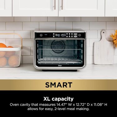 Мультипіч Ninja Foodi DT251 Smart XL 10-в-1: Аерогриль, духовка, тостер, гриль, з термометром, срібляста
