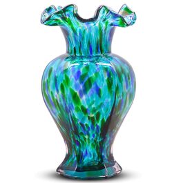 Ваза скляна блакитно-зелена Murano LCCCK 24,1 см, ручна робота, для квітів, декор дому, весілля