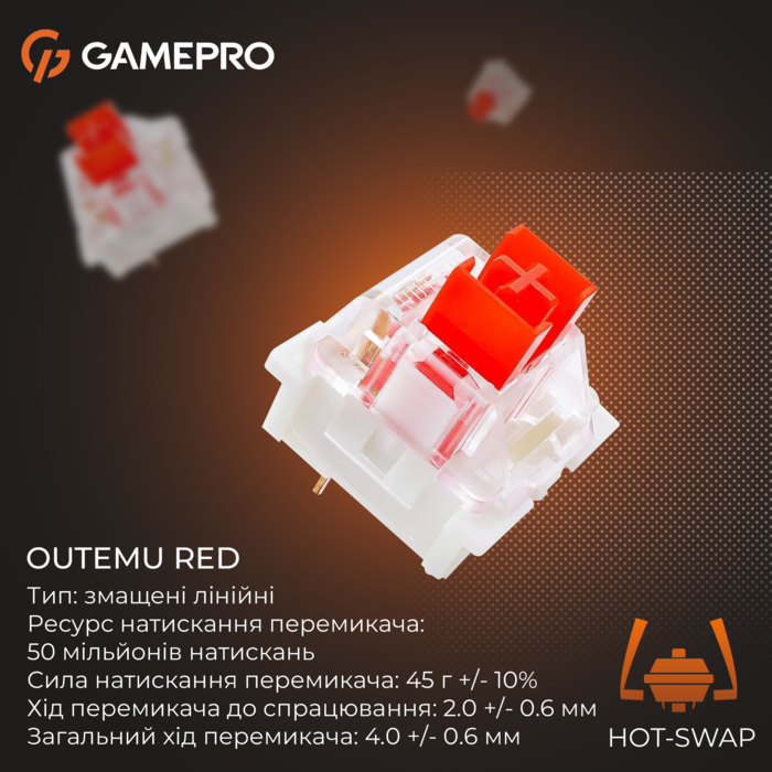 Дротова механічна клавіатура GamePro Genesis Metallic (MK110B) 87% Red switches