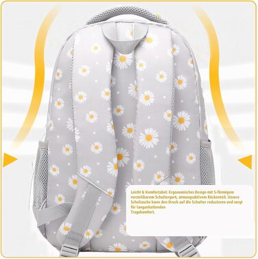 Шкільний рюкзак для дівчат та підлітків Vintage Floral Set 3 в 1: рюкзак для ноутбука, ланч-бокс та пенал, сірий