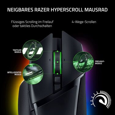 Бездротова ігрова миша Razer Basilisk V3 Pro з оптичним сенсором Focus Pro 30K, колесом HyperScroll та RGB-підсвіткою Chroma, чорна