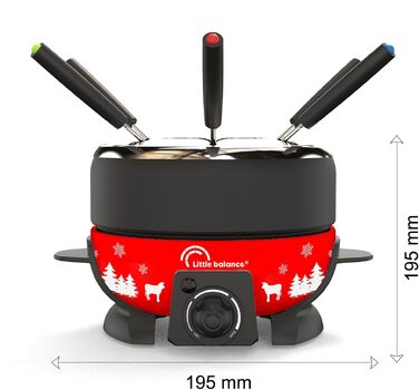 Електричний пристрій для фондю LITTLE BALANCE Happy Fondue 8 Meuuuh, антипригарне покриття, 2 л, 800 Вт, червоний