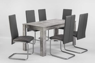 Стіл обідній byLIVING NEPAL 140x80 см, бетон-оптика, сучасний кухонний стіл без реверсивної плити