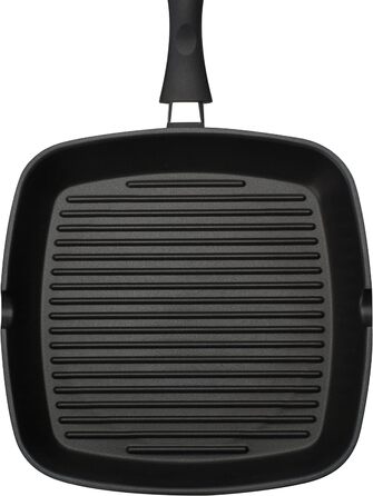 Сковорода-гриль Grillmeister GSW 28x28 см, алюмінієва, з двома носиками, чорна