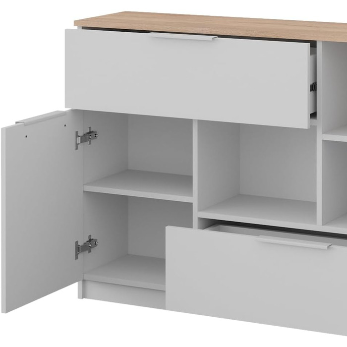 Комод Vicco Betti білий/дуб сонома 120x84 см, 2 двері, 2 шухляди, 1 відкрита полиця