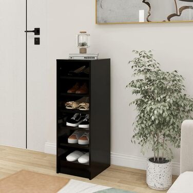 vidaXL Шафа для взуття з 6 відділеннями, чорна, 31,5x35x90 см, ДСП