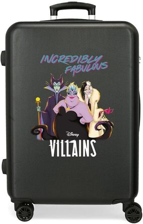 Середня валіза Disney Villains, чорна, ABS-пластик, 65 см, кодовий замок, 56 л, 4 подвійні колеса