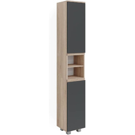 Шафа для ванної Vicco J-Shape, дуб сонома/антрацит, 30x190 см