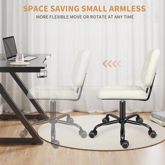 Офісний стілець без підлокітників Leader Accessories - регульована висота, ергономічний, для дому та офісу, білий, 86x55 см, до 120 кг