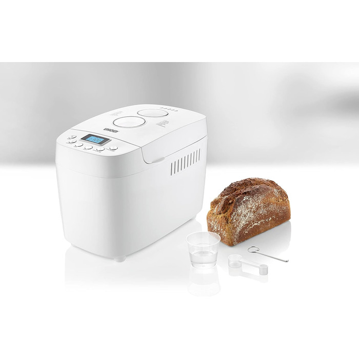 Хлібопічка UNOLD 68520 BACKMEISTER Big White, 1500 г, 15 програм, для безглютенового хліба, таймер, функція підігріву, LCD дисплей, біла