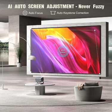 Smart-проектор VOPLLS 4K Mini Beamer з автофокусом та автокоррекцією трапеції, 700 ANSI люмен, Full HD 1080P, WiFi 6, Bluetooth, портативний домашній кінотеатр для смартфонів (Сріблястий)