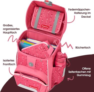Шкільний рюкзак Step by Step BASIS 'Pink Bubbles' рожевий, ергономічний набір з 4 предметів для дітей 1 класу, 20 л, з рефлекторами та ременями