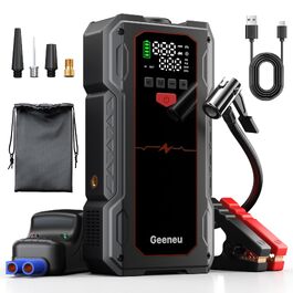Бустер для авто Starthilfe Powerbank 6000A: пусковий пристрій з компресором 150PSI, 12V для бензинових (до 9л) та дизельних (до 7.5л) двигунів, чорний