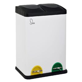 Двосекційний кухонний смітник SVITA TC2X20, 40 л, сталевий, білий, педальний, для сортування сміття