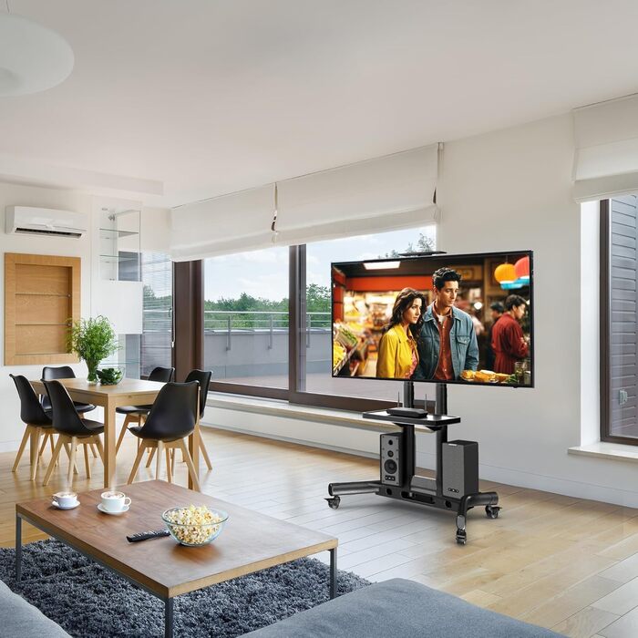 Професійна пересувна TV стійка ONKRON TS1551-B для телевізорів 40-70 дюймів, до 45,5 кг, регульована висота, VESA 600x400, чорна