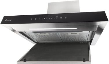 Витяжка для кухні KKT KOLBE FLAT6006ED 60 см, сталь та чорне скло, з WLAN, сенсорним керуванням та режимами відводу/рециркуляції повітря