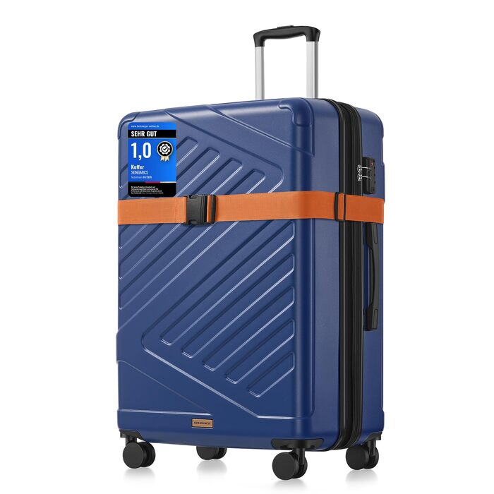 Валіза для подорожей SONGMICS XL 65 см, розширена, жорсткий корпус ABS, TSA-замок, 4 подвійних колеса, Hafenblau (RP002C101)