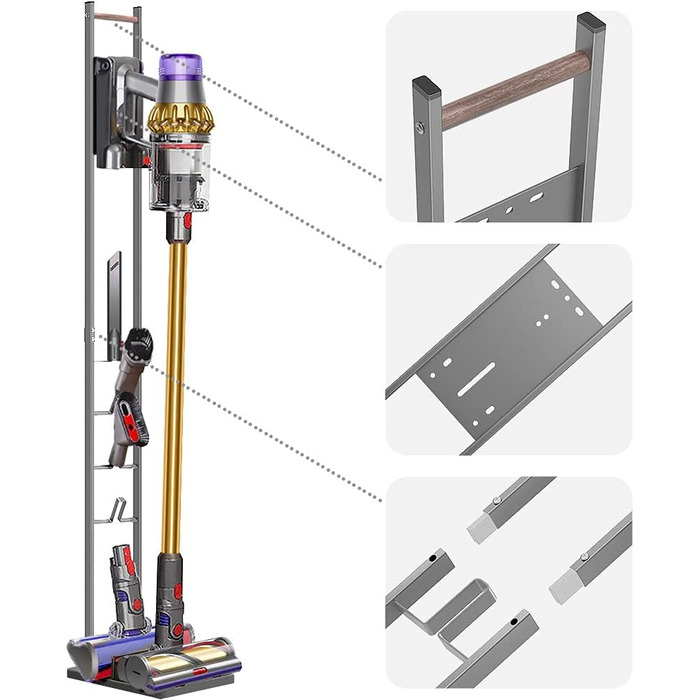 Підлогова стійка-утримувач для пилососів Dyson V15s/V15/V12/V11/V10/V8/V7/V6, універсальна підставка для аксесуарів, покращена преміум-версія, сірий колір, Ecooe