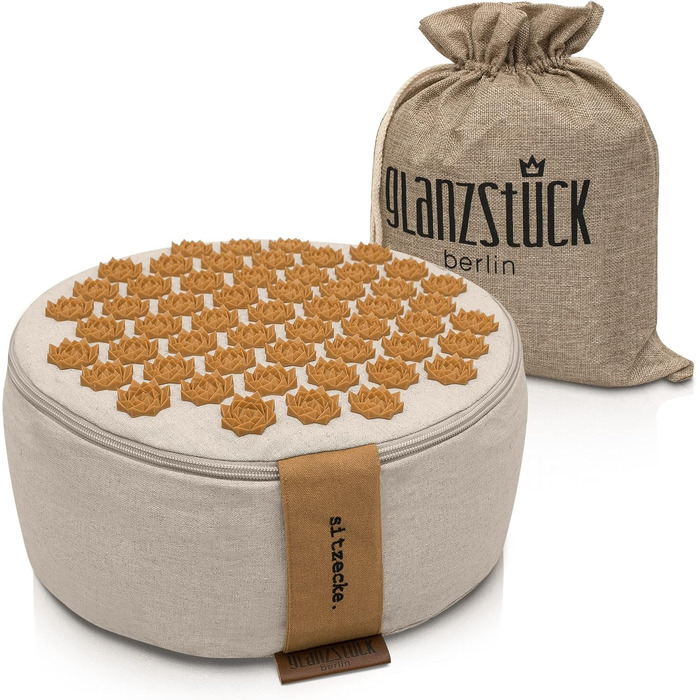 Подушка для йоги та медитації Glanzstück Berlin Health Collection, двостороння, з екологічного лляного міксу, наповнювач гречане лушпиння, 32x15 см, регульована висота