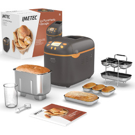Хлібопічка Imetec La Panetteria +Zeroglu для хліба, чіабати, булочок і кексів з натурального та безглютенового борошна, 20 програм, 2 лопатки, контроль температури, з рецептурником