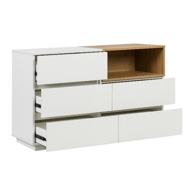 Комод-тумба MELMO S 120x40x76 см, 5 шухляд, білий/дуб, hjh LIVING